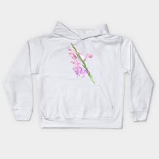 Gladiolus, floral watercolor painting Kids Hoodie